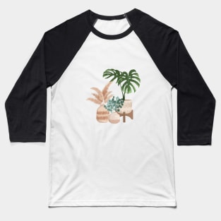 Monstera Plant Illustration Baseball T-Shirt